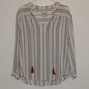Rails vneck, pullover Emily braided stripe shirt. LS Boho look XS